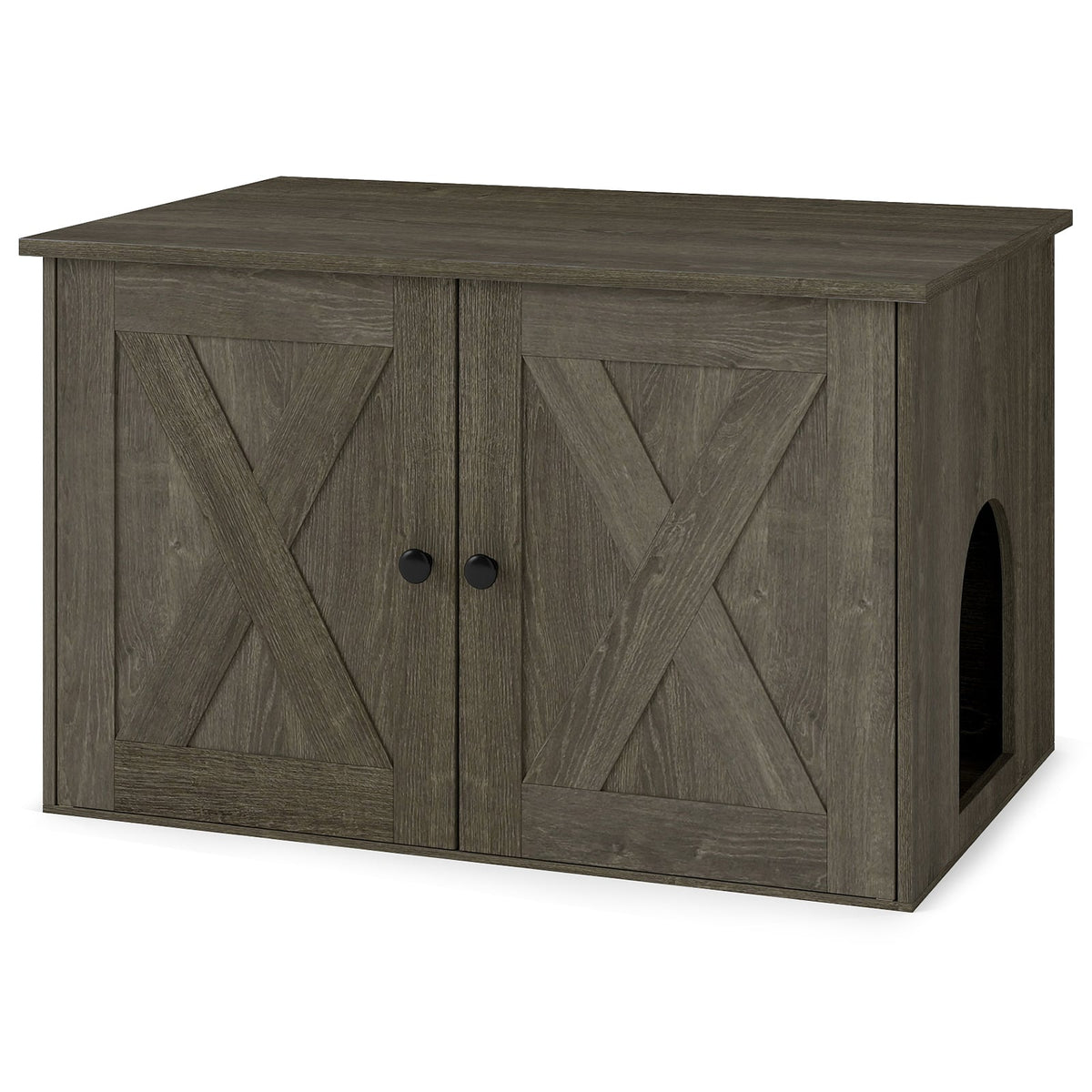 80 x 53 x 50 cm Indoor Wooden Cat House with Double Doors-Oak