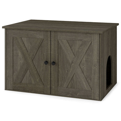 80 x 53 x 50 cm Indoor Wooden Cat House with Double Doors-Oak