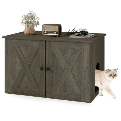 80 x 53 x 50 cm Indoor Wooden Cat House with Double Doors-Oak