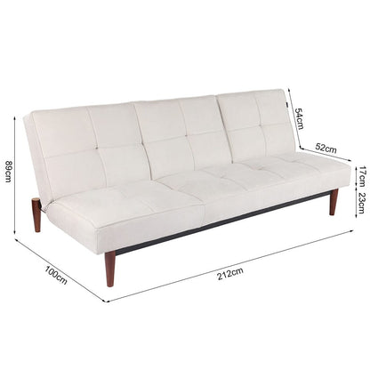 Faux Suede 3 Seater Upholstered Sofa Bed with Wood Legs