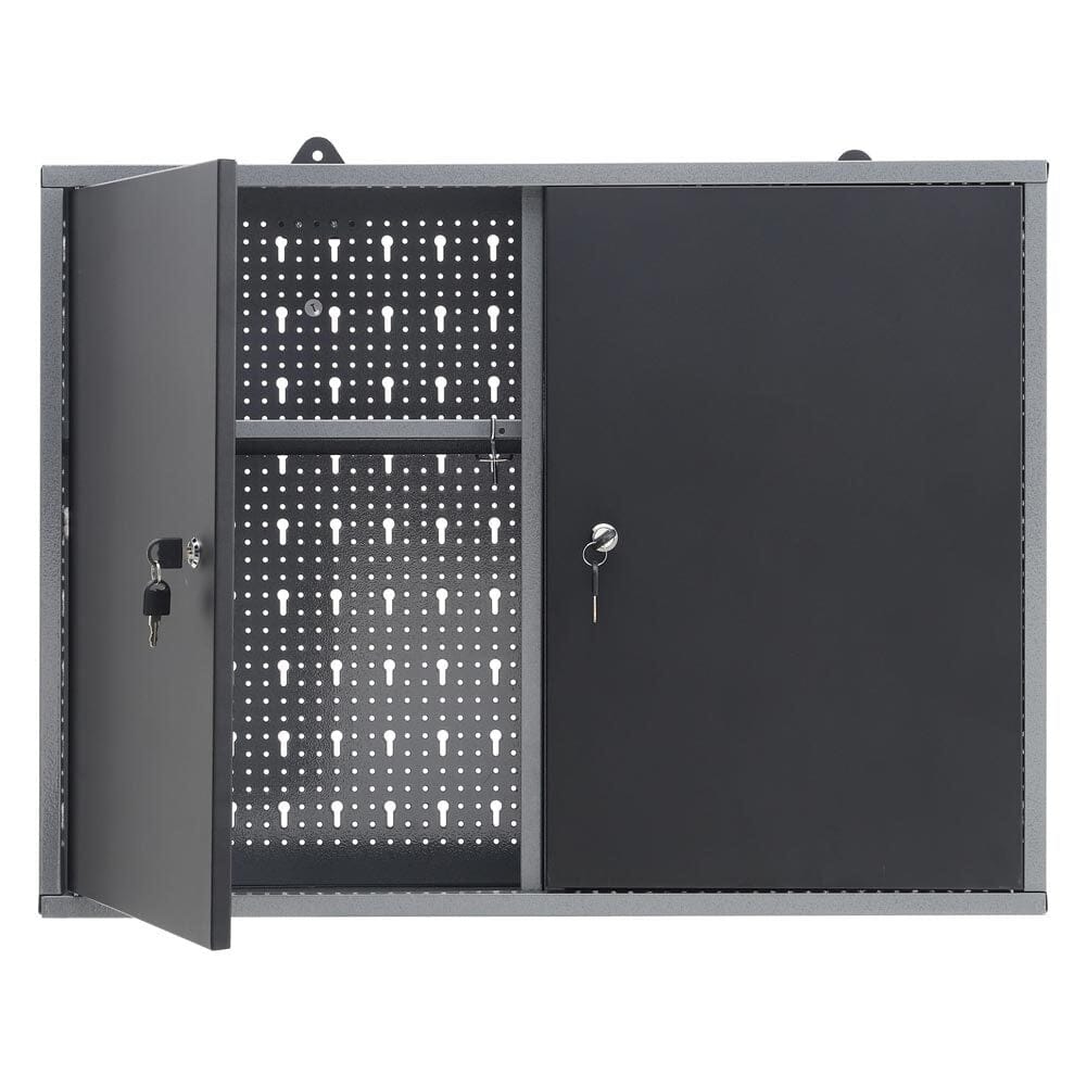 Wall Mounted Lockable Pegboard Tool Cabinet with A Lockable Door