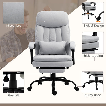 Vinsetto Office Chair, Ergonomic Desk Chair with 6-Point Vibration Massage and Lumbar Heating, Computer Chair with Lumbar Support Pillow, 155¡ Reclining Back and Footrest, Grey