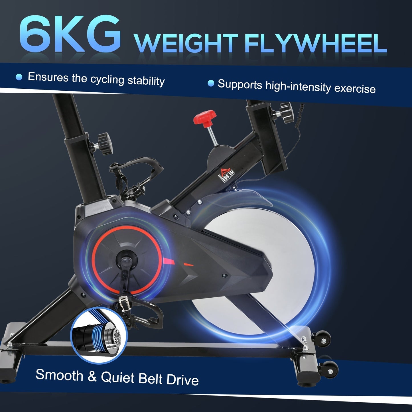 HOMCOM Indoor Upright Exercise Bike Machine, with Adjustable Seat, Resistance, Handlebar, LCD Display