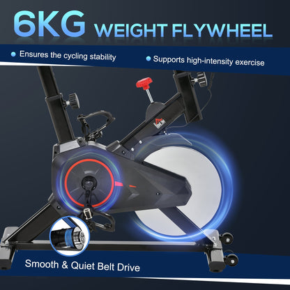 HOMCOM Indoor Upright Exercise Bike Machine, with Adjustable Seat, Resistance, Handlebar, LCD Display