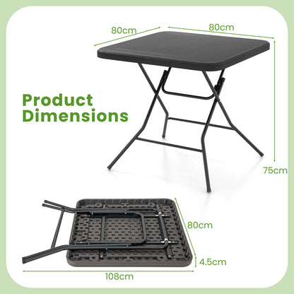 80 cm Square Folding Picnic Table 4-Person Patio Dining Table-Black