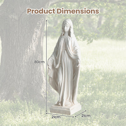 80cm Virgin Mary Statue with Aged Finish for Yard Patio-White