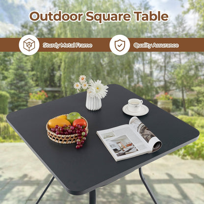 80cm Patio Metal Square Table for Dining with 4 Curved Legs-Grey