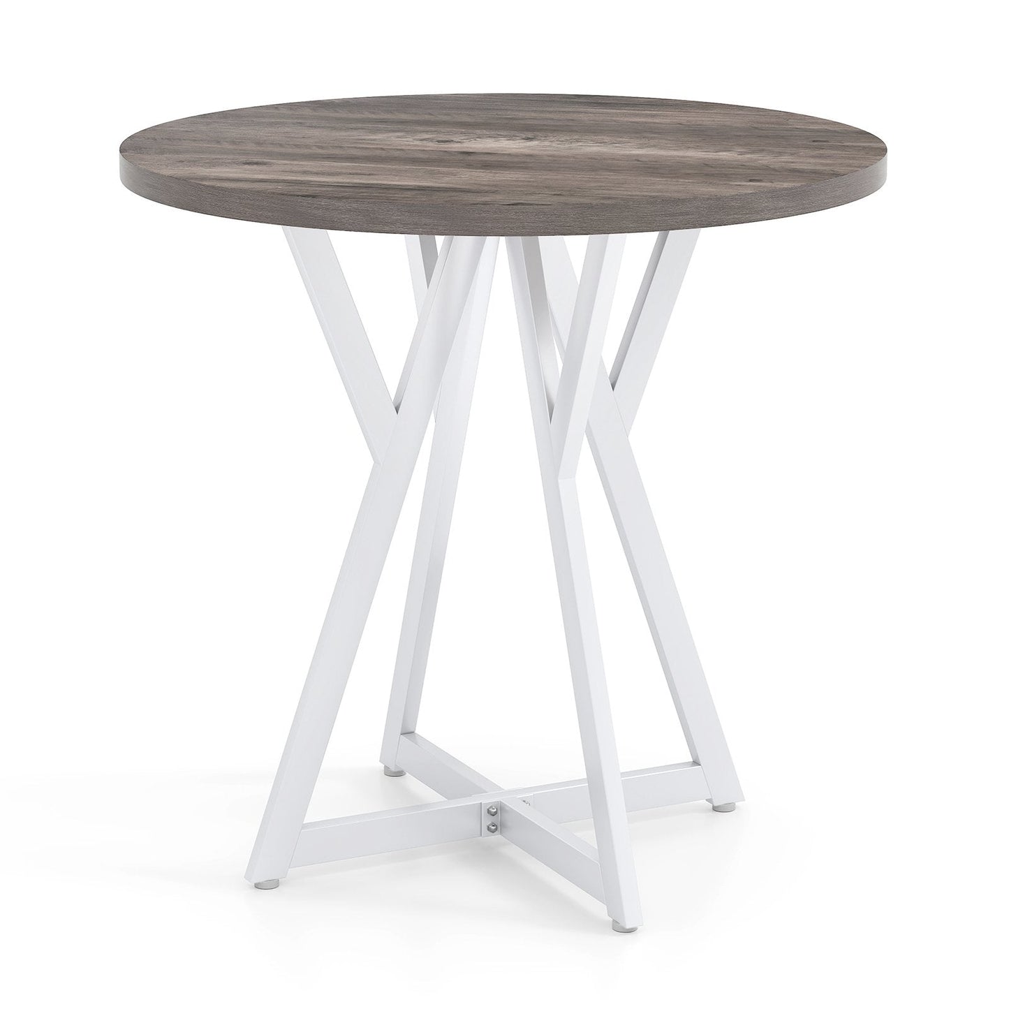 80cm Round Dining Table with Metal Pedestal Base and Adjustable Foot Pads-Natural
