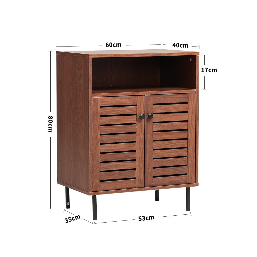 Mid-Century Wooden Sideboard Cabinet with Shelves
