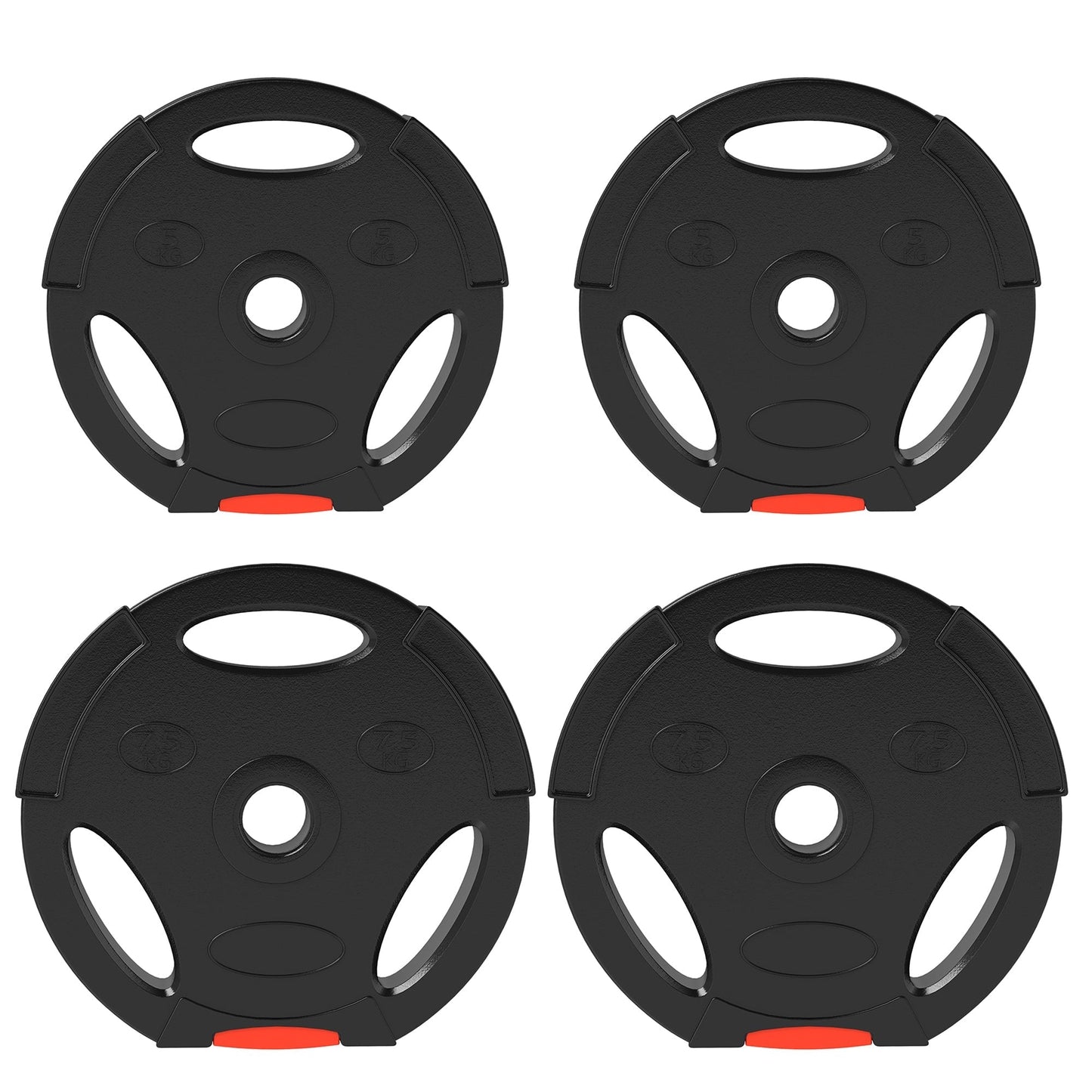 SPORTNOW Olympic Weight Plates Set, with Two 7.5kg and Two 5kg weights, Black