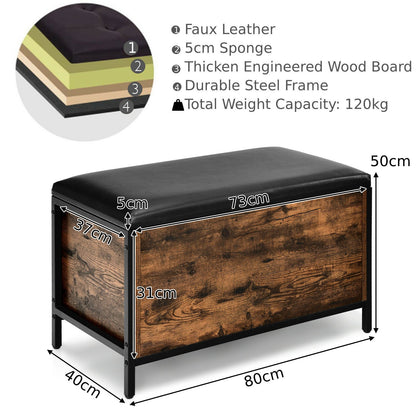 Rustic Ottoman Stool with Padded Seat