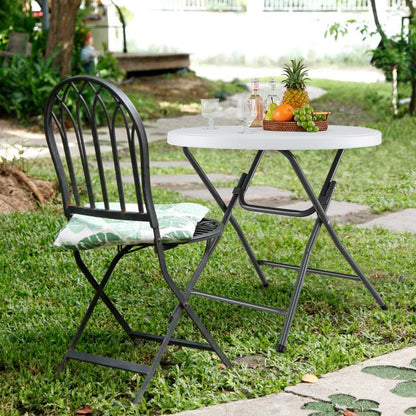 81 CM Round Folding Plastic Table with Thickened HDPE Tabletop