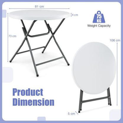 81 CM Round Folding Plastic Table with Thickened HDPE Tabletop