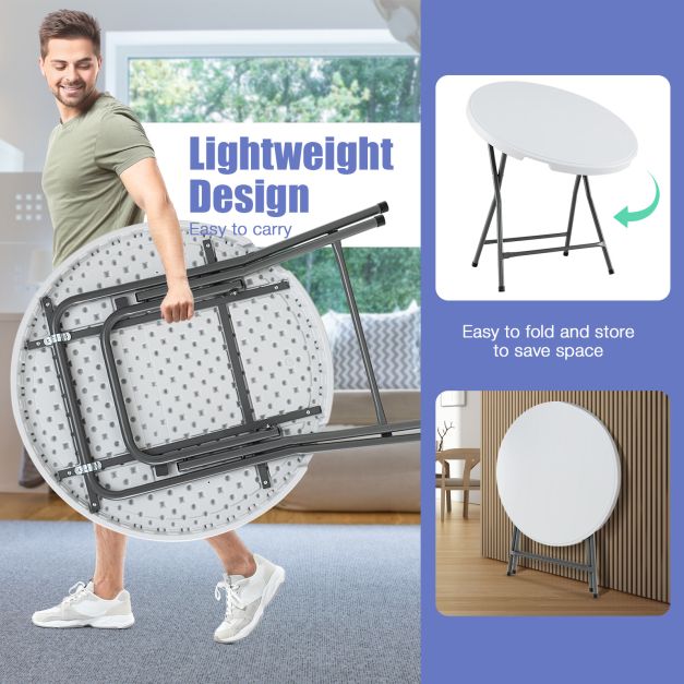 81 CM Round Folding Plastic Table with Thickened HDPE Tabletop