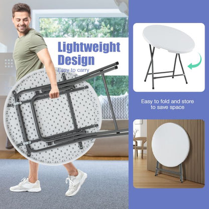 81 CM Round Folding Plastic Table with Thickened HDPE Tabletop