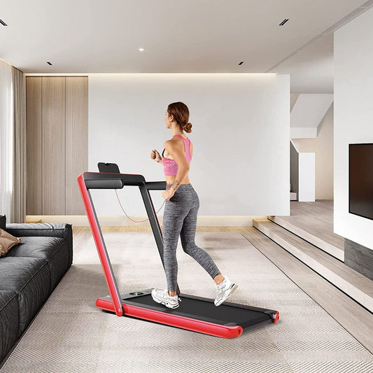 1-12Km/h Folding Bluetooth Electric Treadmill Motorized Portable Running Machine-Red