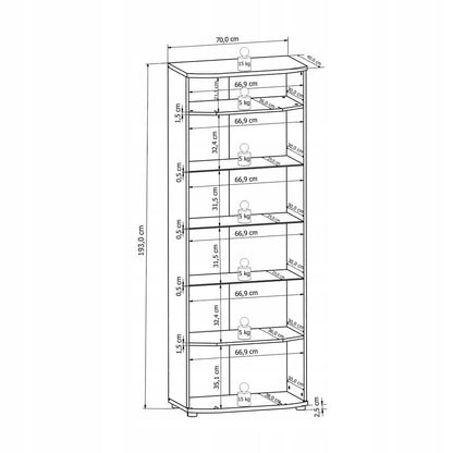 Rondo 10 Tall Display Cabinet 70cm [Concrete Grey]