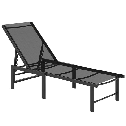 Outsunny Reclining Sun Lounger - Black