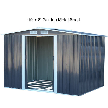 Waterproof 6x8/8x8/10x8ft Metal Shed With Gable Roof