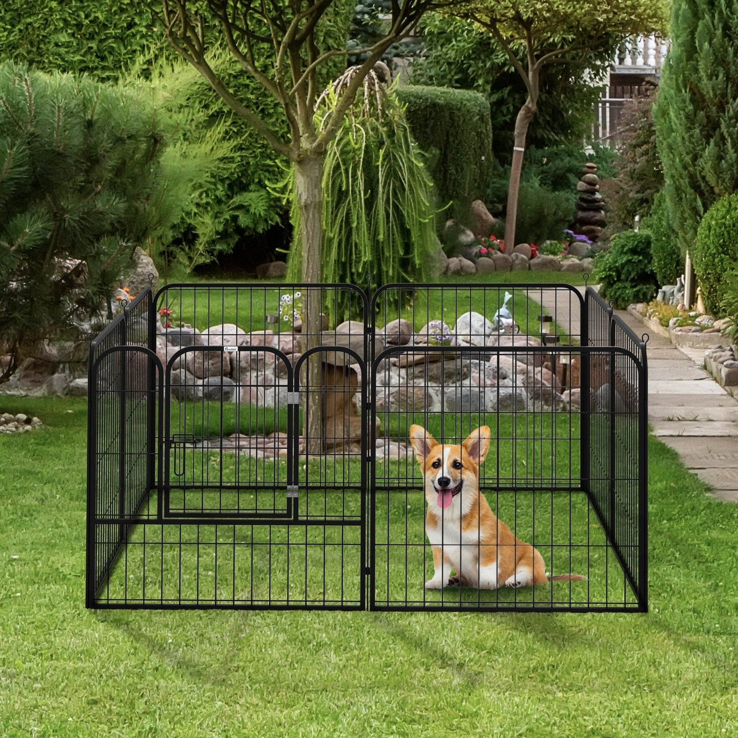 PawHut 4 Sizes Dog Pens Pet Puppy PlayPen Rabbit Puppy Cage Folding Run Fence Garden Metal Hutch