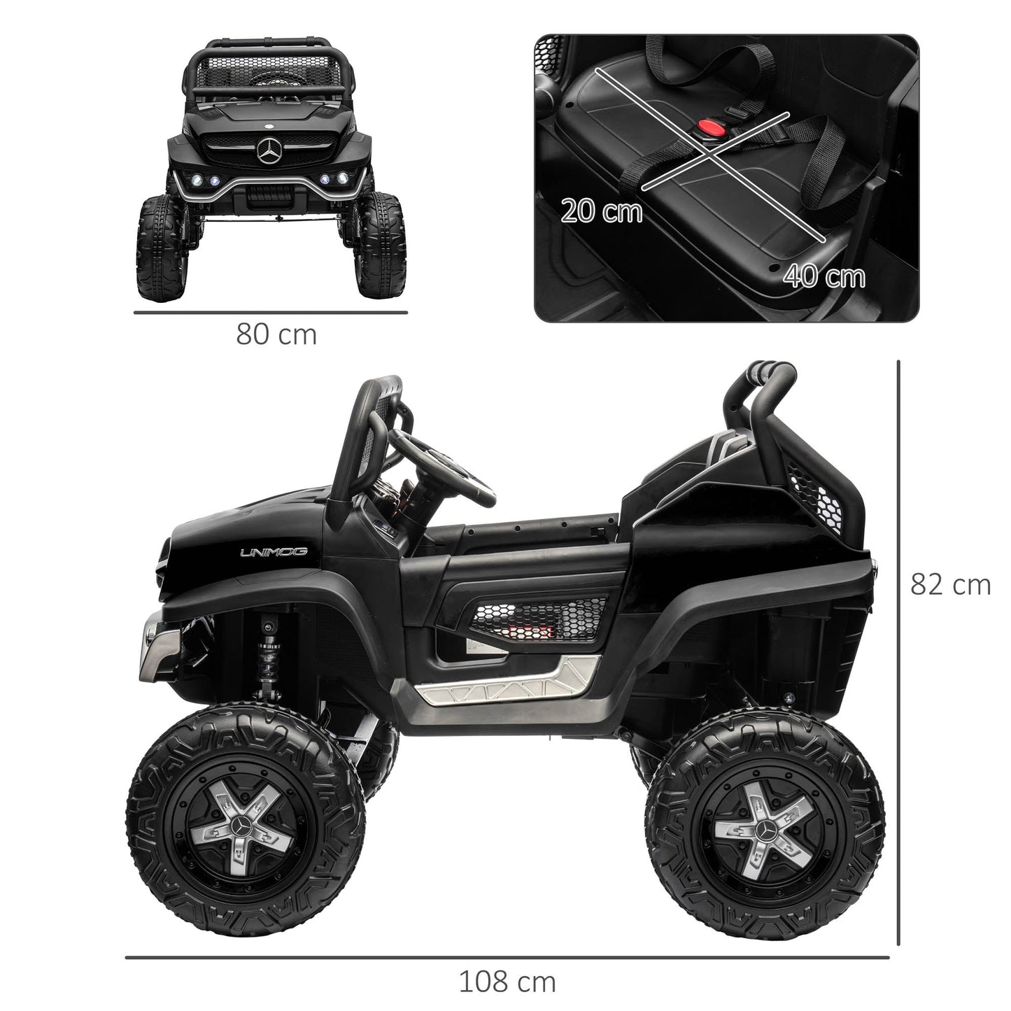 12V Licensed Mercedes-Benz Kids Electric Ride On Car, Battery Powered Off-road Toy with Remote Control, Horns, Lights