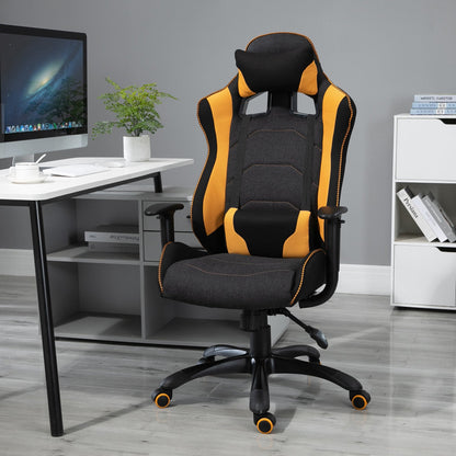 Vinsetto Polyester Ergonomic Gaming Chair w/ Adjustable Pillow Orange