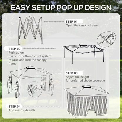 Outsunny 3 x 3(m) Pop Up Gazebo, Double-roof Garden Tent with Netting and Carry Bag, Party Event Shelter for Outdoor Patio, Dark Grey