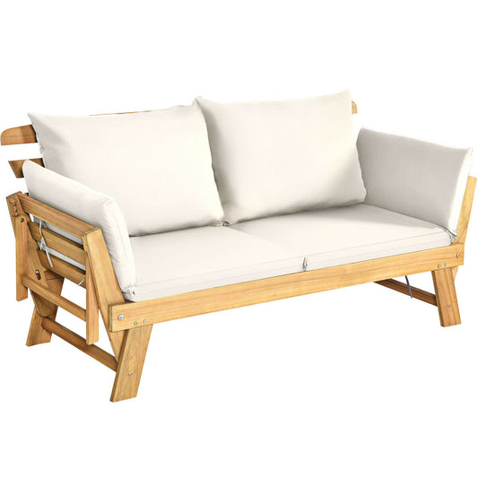 3 in 1 Convertible Cushioned Loveseat Lounger Couch with Pillows-White