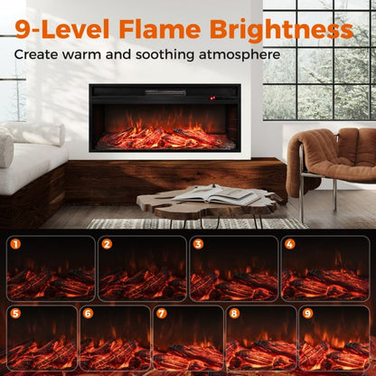 86 cm 5000 BTU Recessed Electric Fireplace Insert with Remote Control