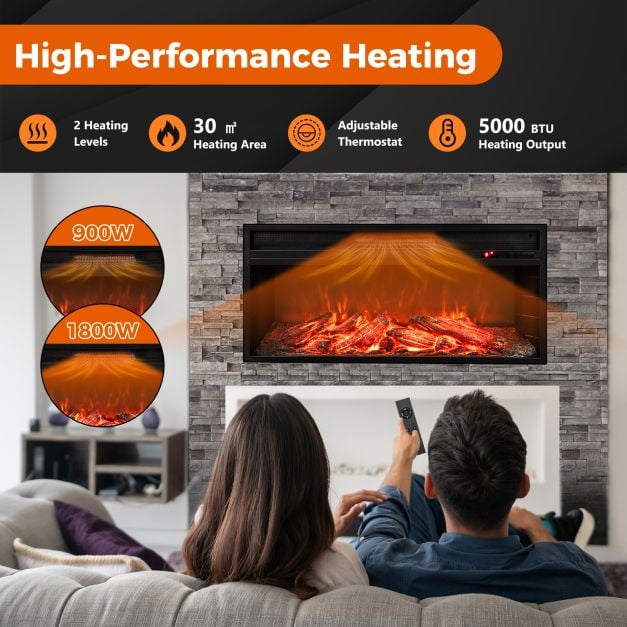 86 cm 5000 BTU Recessed Electric Fireplace Insert with Remote Control