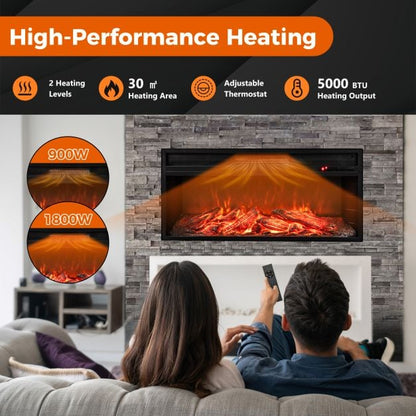 86 cm 5000 BTU Recessed Electric Fireplace Insert with Remote Control