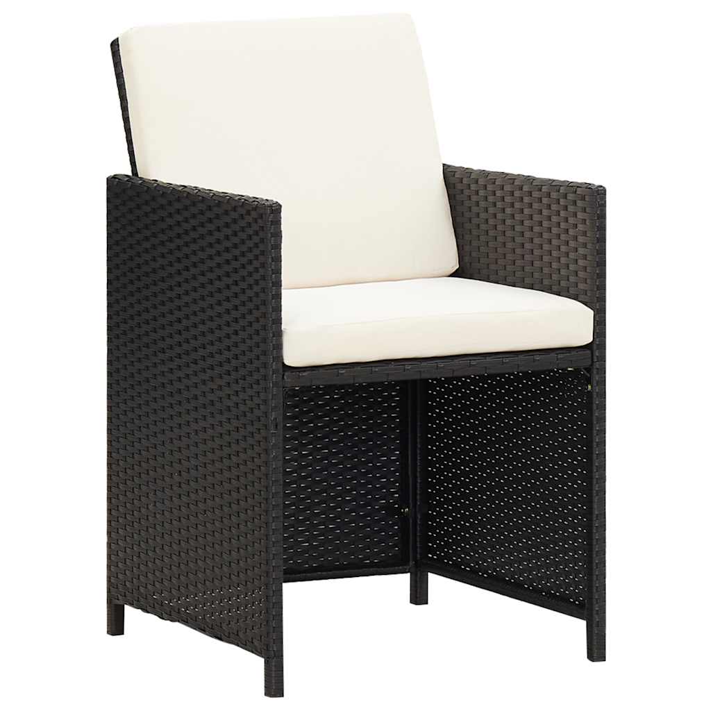 vidaXL 9 Piece Outdoor Dining Set with Cushions Poly Rattan Black 5