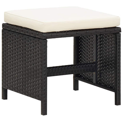 vidaXL 9 Piece Outdoor Dining Set with Cushions Poly Rattan Black 6