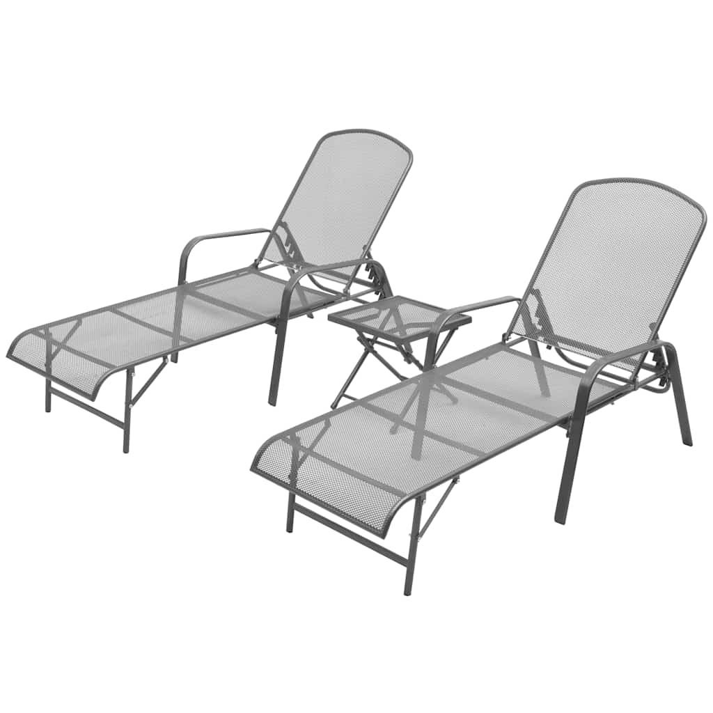 42727 vidaXL Sun Loungers 2 pcs with Table Steel Anthracite 1