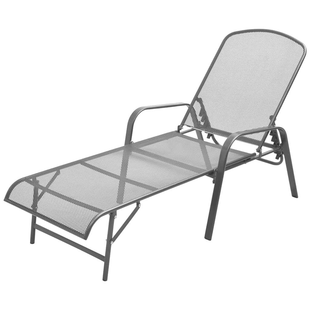 42727 vidaXL Sun Loungers 2 pcs with Table Steel Anthracite 2