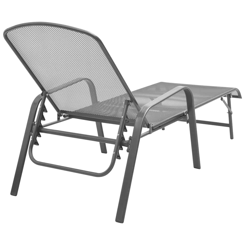 42727 vidaXL Sun Loungers 2 pcs with Table Steel Anthracite 4