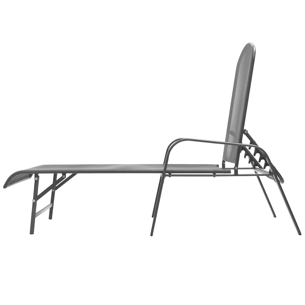 42727 vidaXL Sun Loungers 2 pcs with Table Steel Anthracite 5