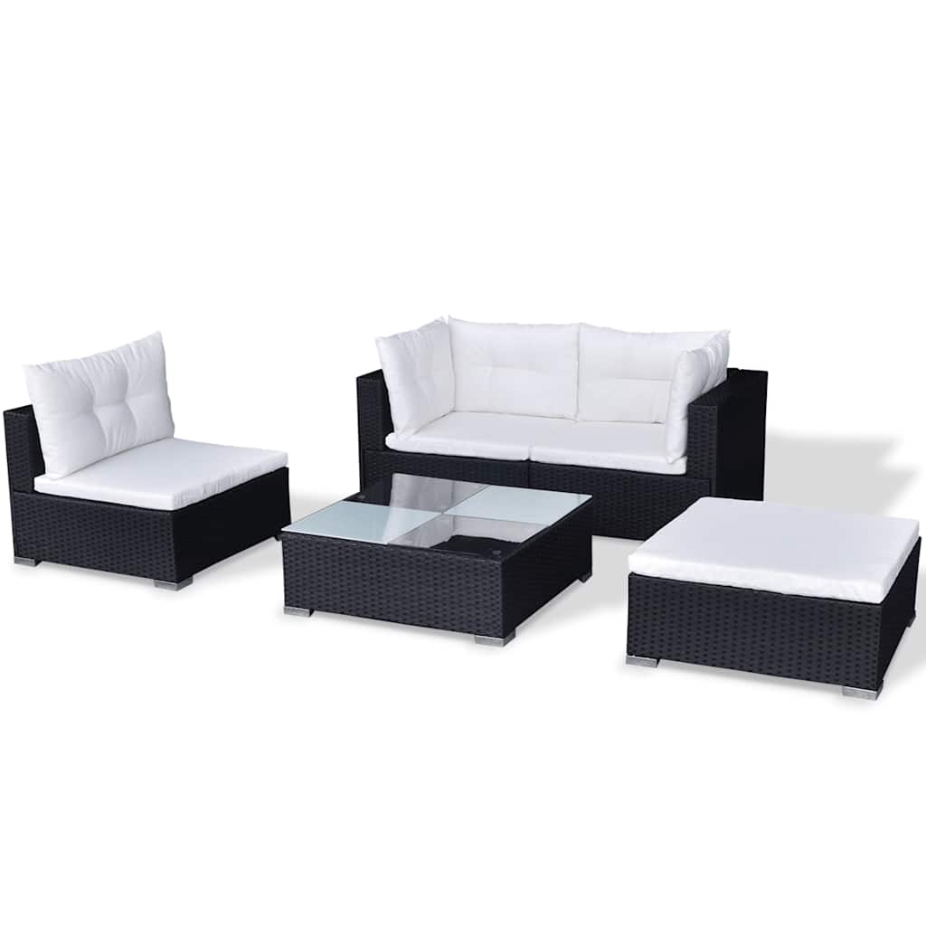 42740 vidaXL 5 Piece Garden Lounge Set with Cushions Poly Rattan Black 3