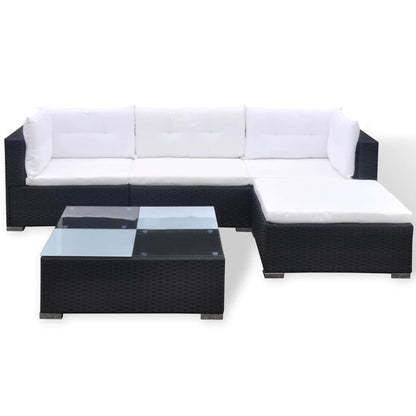 42740 vidaXL 5 Piece Garden Lounge Set with Cushions Poly Rattan Black 4