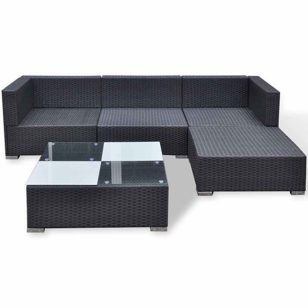 42740 vidaXL 5 Piece Garden Lounge Set with Cushions Poly Rattan Black 5