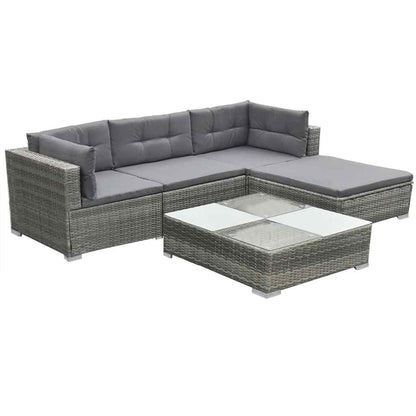 42741 vidaXL 5 Piece Garden Lounge Set with Cushions Poly Rattan Grey 3