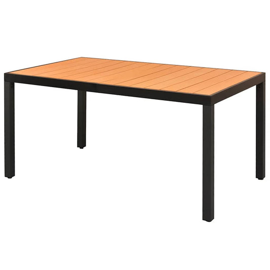 Garden Table Brown 80x80x74 cm Aluminium and WPC 150 cm 90 cm