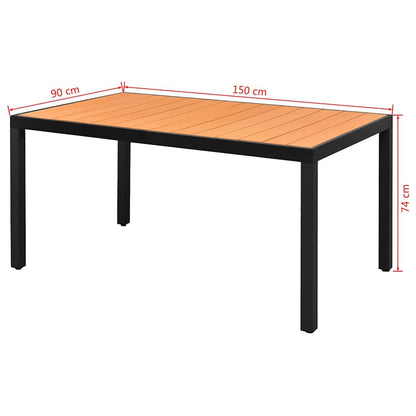 42794 vidaXL Garden Table Brown 150x90x74 cm Aluminium and WPC 3