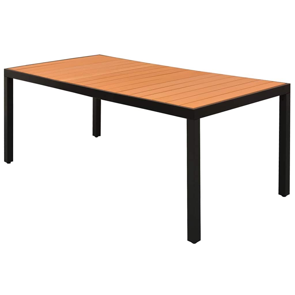 Garden Table Brown 80x80x74 cm Aluminium and WPC 185 cm 90 cm