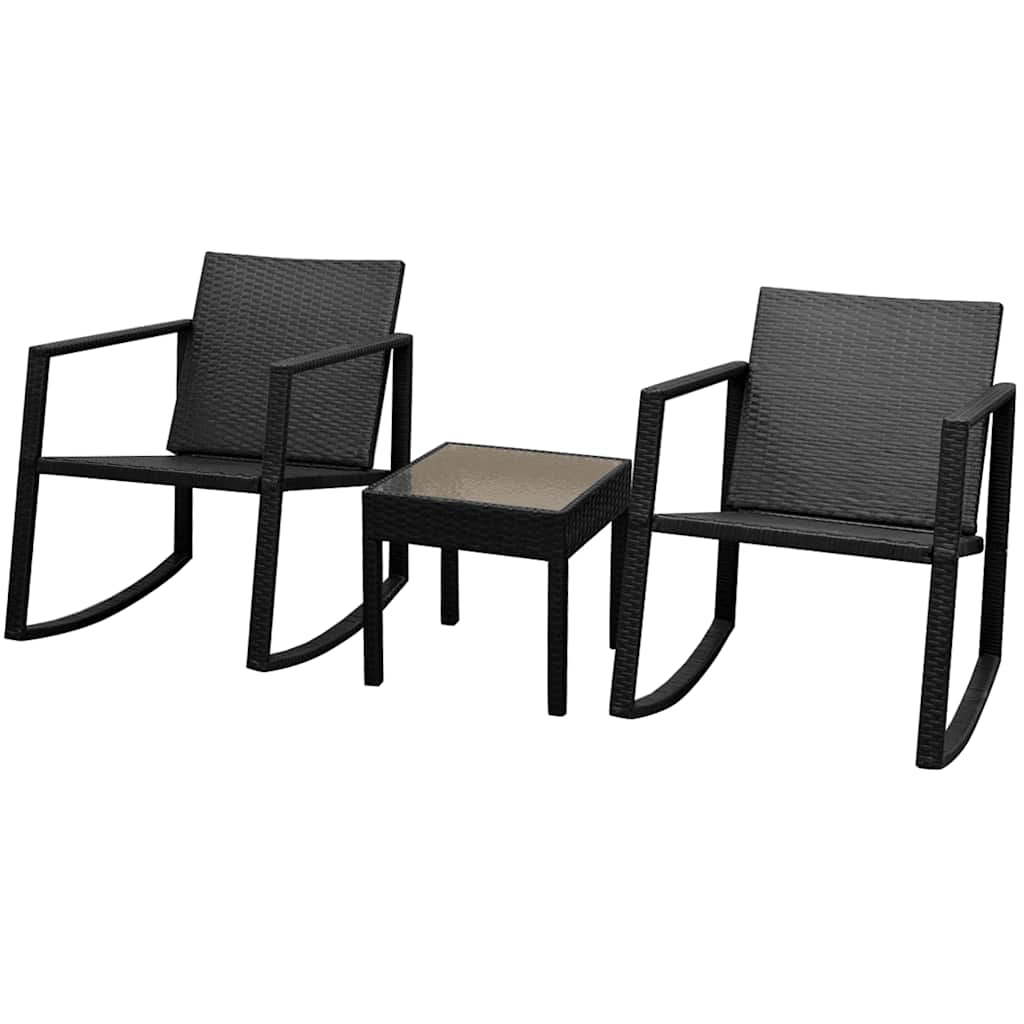 vidaXL 3 Piece Bistro Set Poly Rattan Black 1