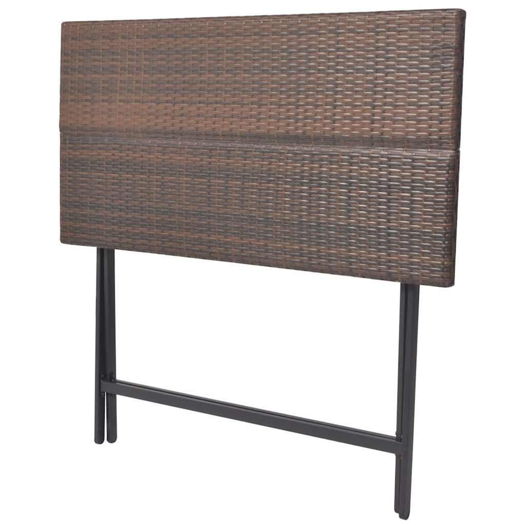 42877 vidaXL 7 Piece Folding Outdoor Dining Set Steel Poly Rattan Brown 5