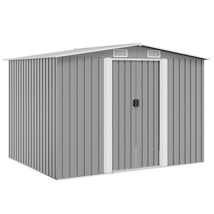 vidaXL Garden Storage Shed Grey Metal 257x205x178 cm 2