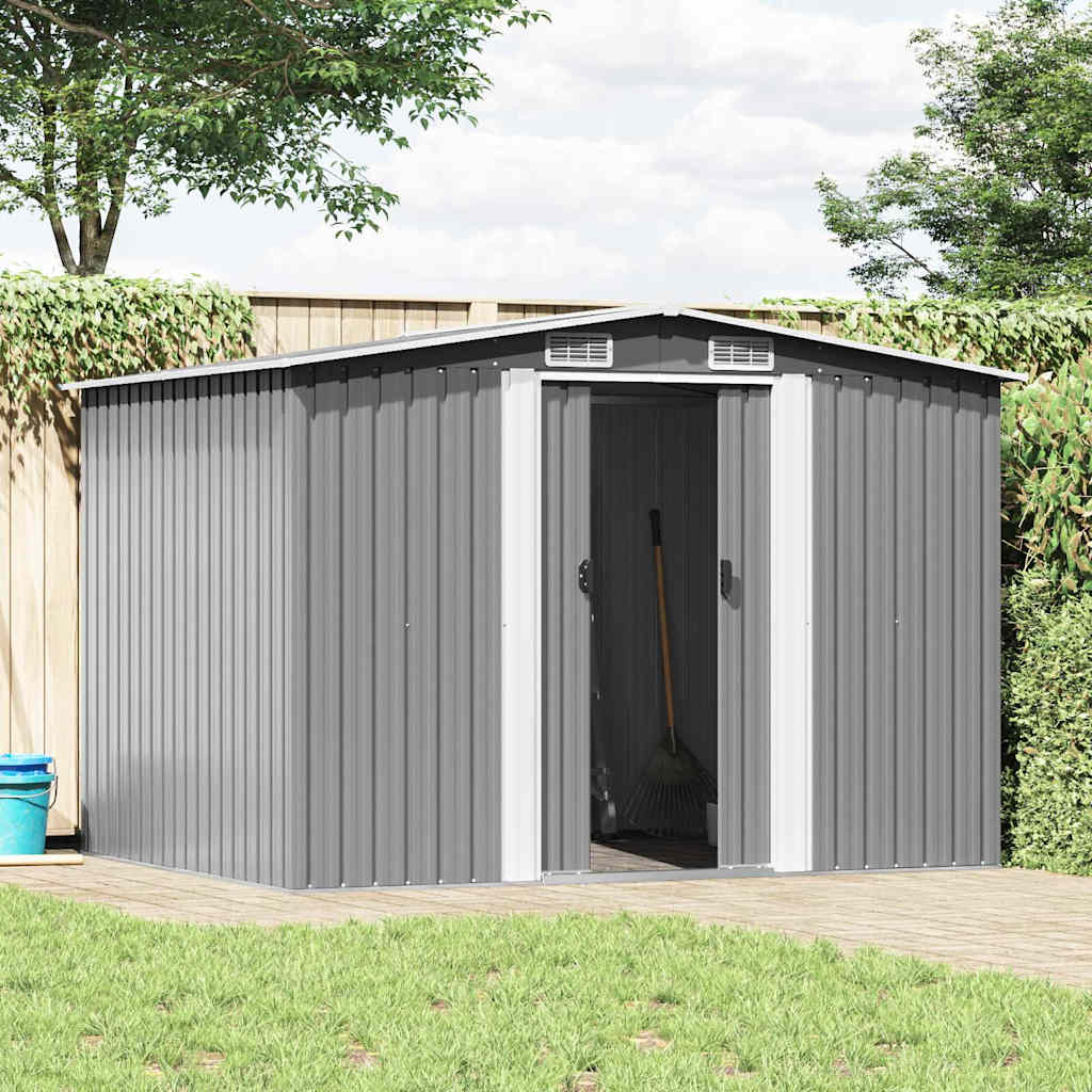 vidaXL Garden Storage Shed Grey Metal 257x205x178 cm 1