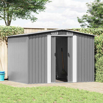 vidaXL Garden Storage Shed Grey Metal 257x205x178 cm 1