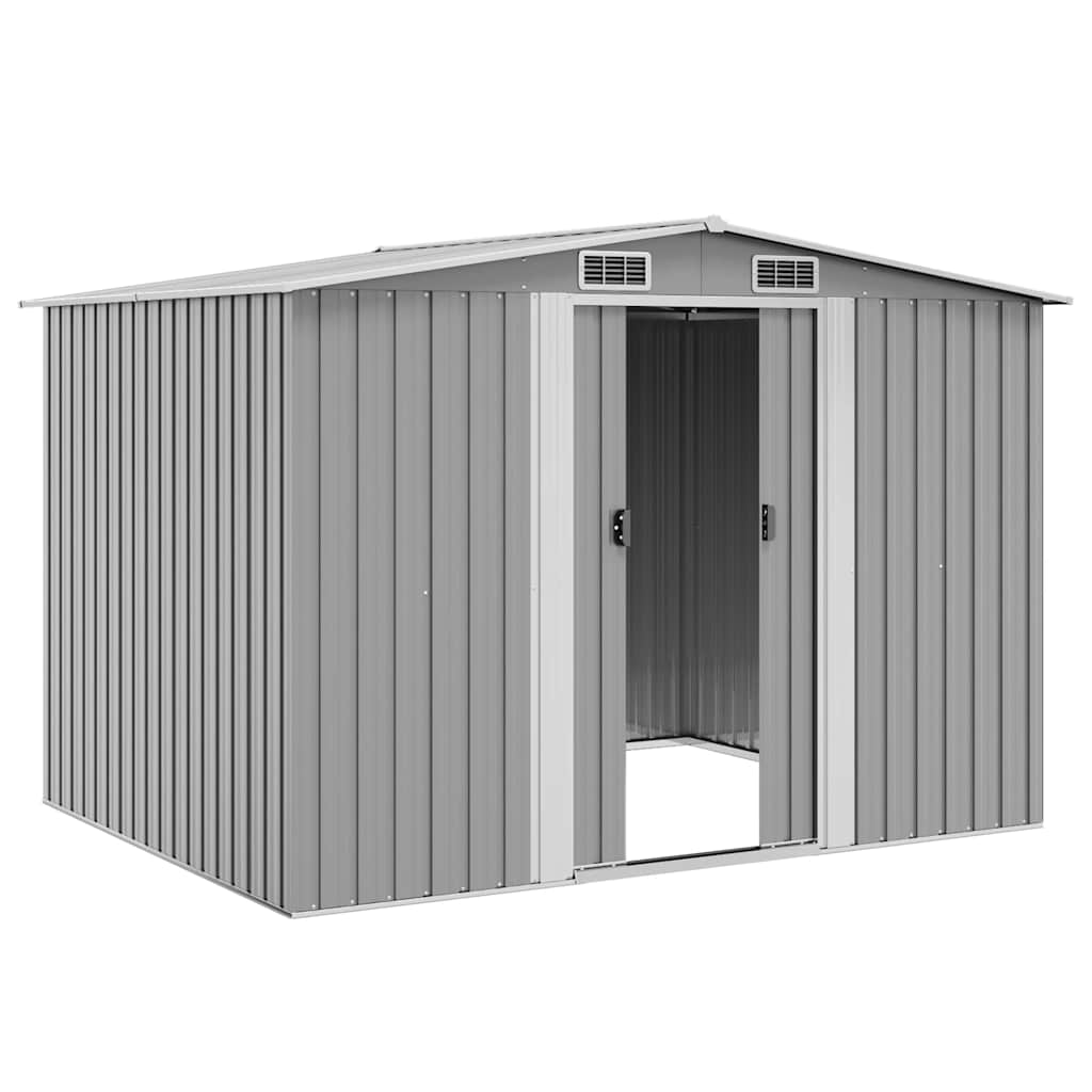 vidaXL Garden Storage Shed Grey Metal 257x205x178 cm 4